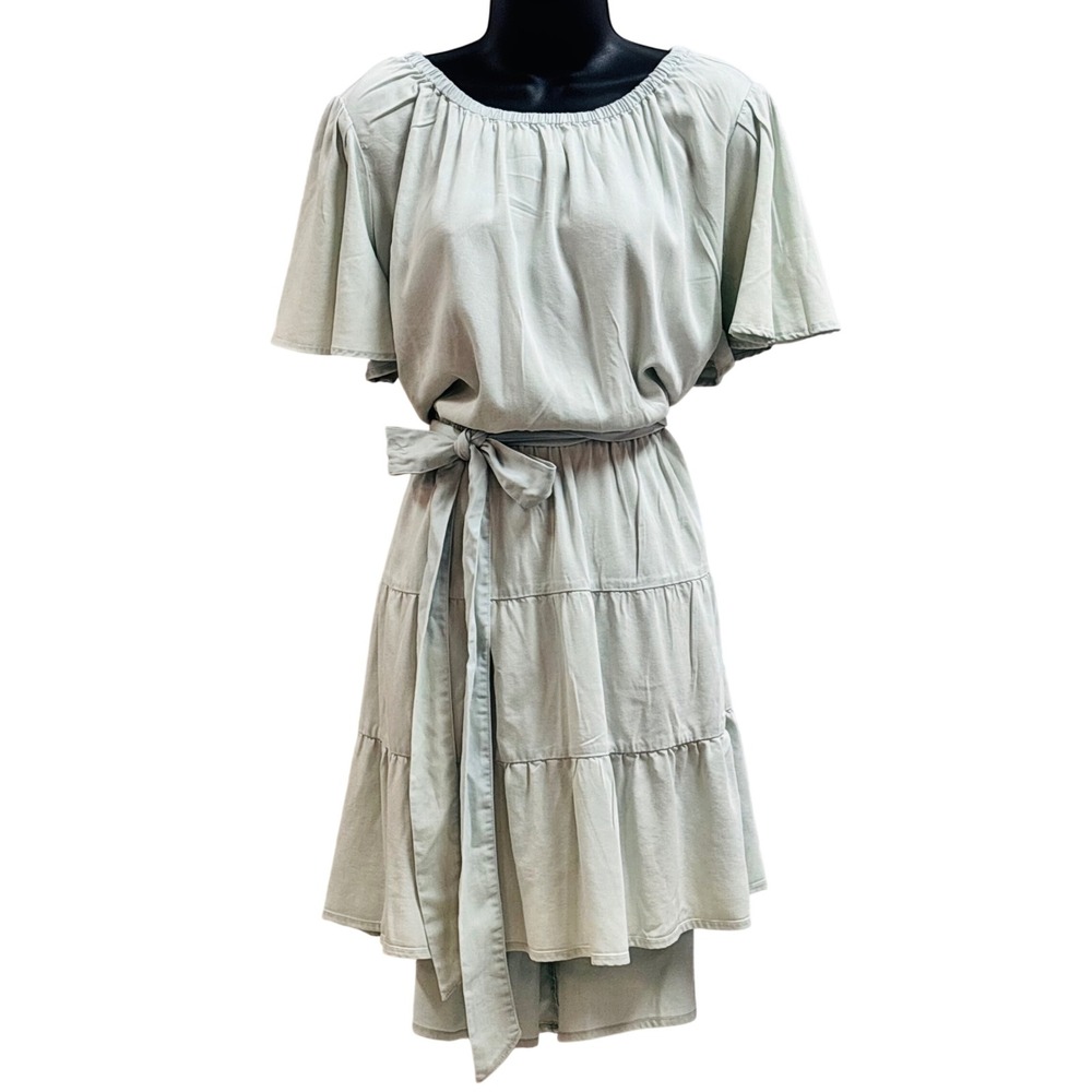NWT Lane Bryant Sage Green Lyocell Tiered Mini Dress 22P